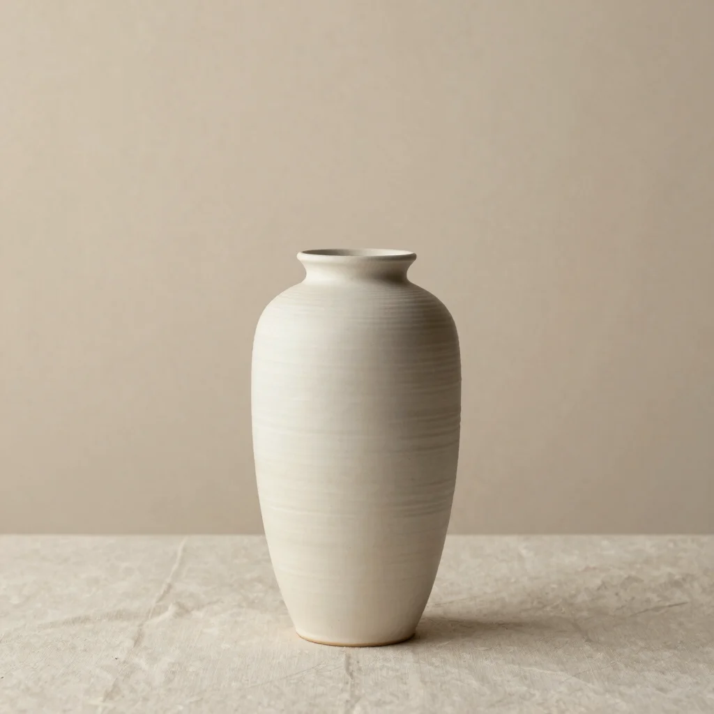 Ribbed Ceramic Pillar Vase